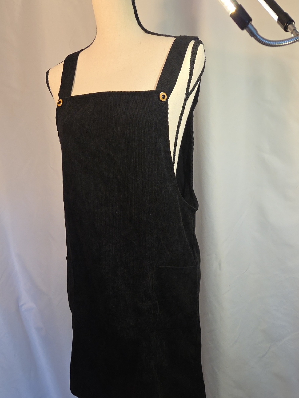 Black Corduroy Pinafore/jumper  Dress For Summer